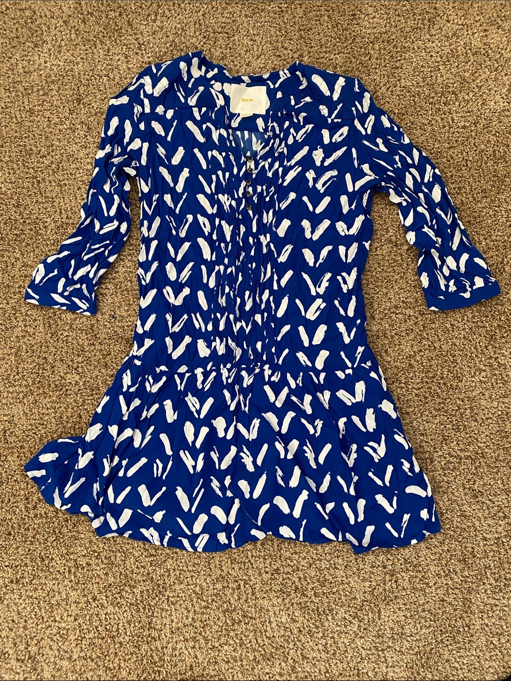 Maeve Blue & White Printed Mini Dress